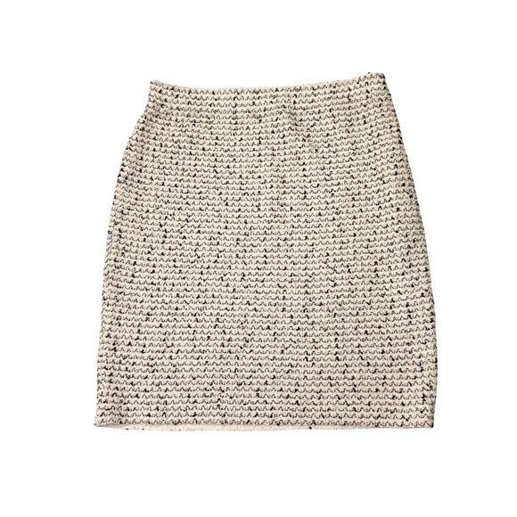 St John Collection Marie Gray Tweed Wool Pull On Skirt Size 10 Beige Black Woven - Picture 2 of 7